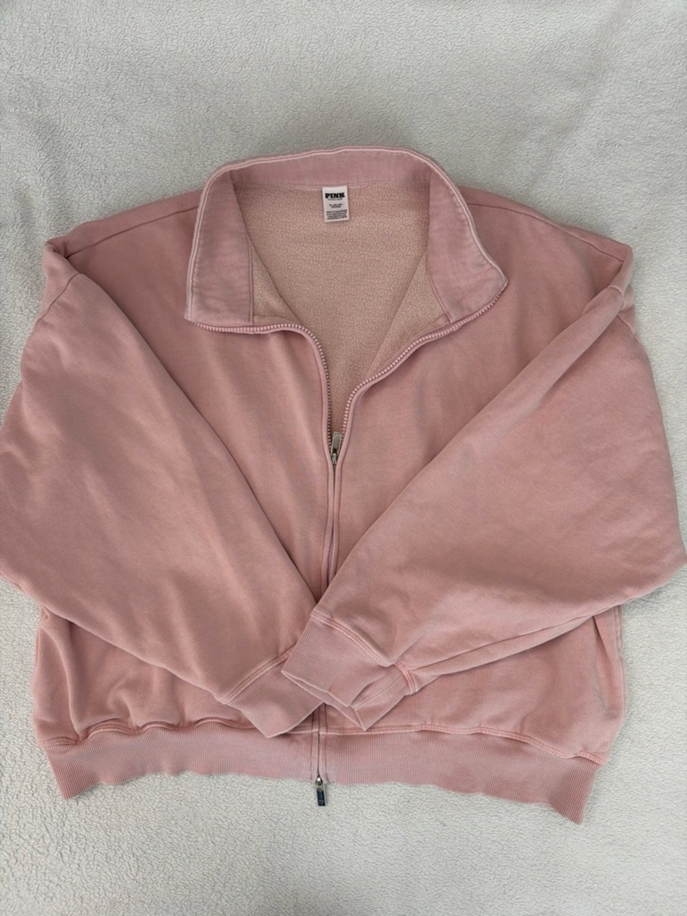 PINK Victoria’s Secret Cozy Sherpa Zip Up 💗 Blush Pink XL Clean Girl Y2K
